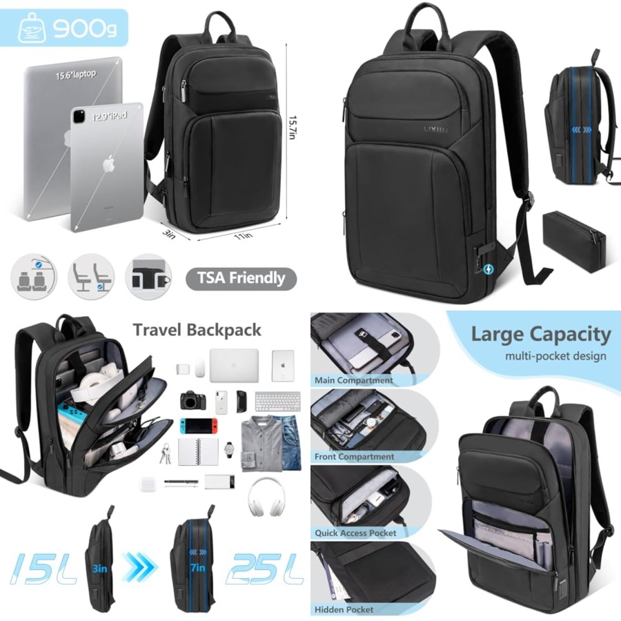 Travel Backpack Anti Theft - Backpack for Men Slim and Expandable