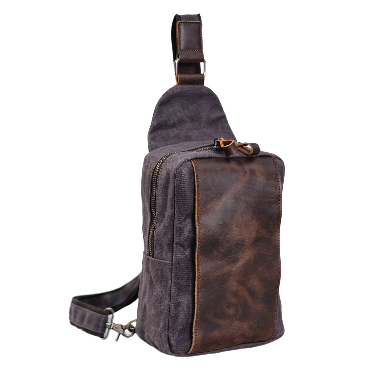 Sling Backpack Shoulder - Casual Men's Vintage Waxed Canvas Chest