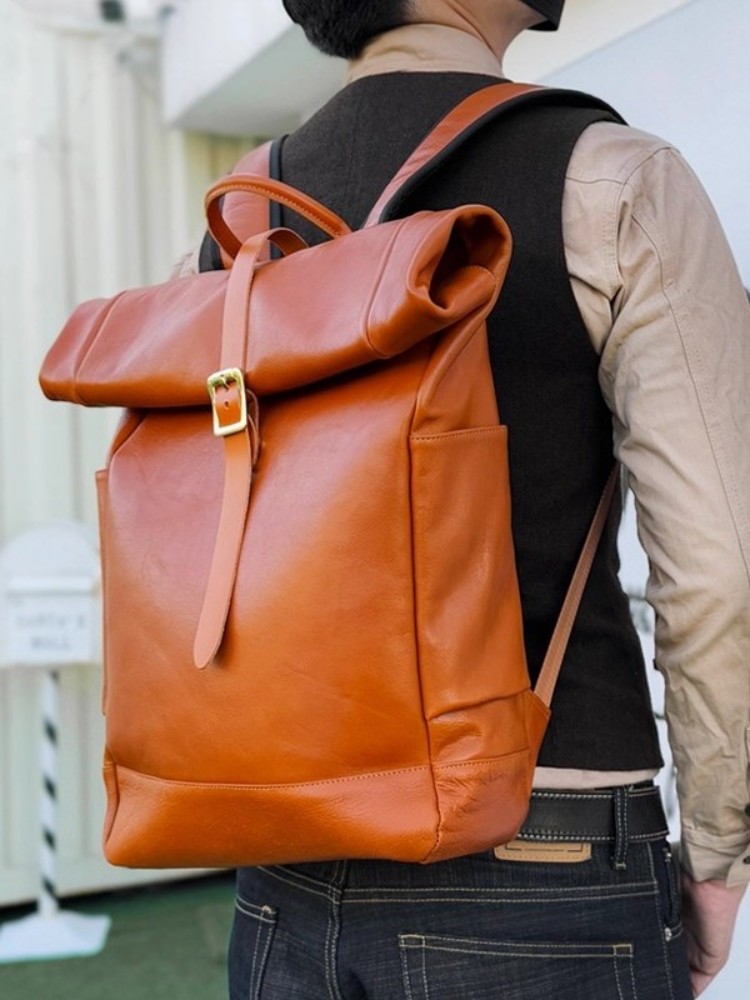 Large Capacity Mens Genuine Le – Leather Backpack Vintage recenzja i cena