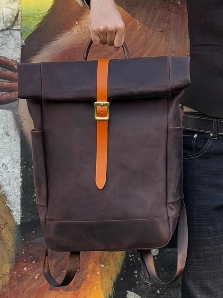 Large Capacity Mens Genuine Le – Leather Backpack Vintage recenzja i cena