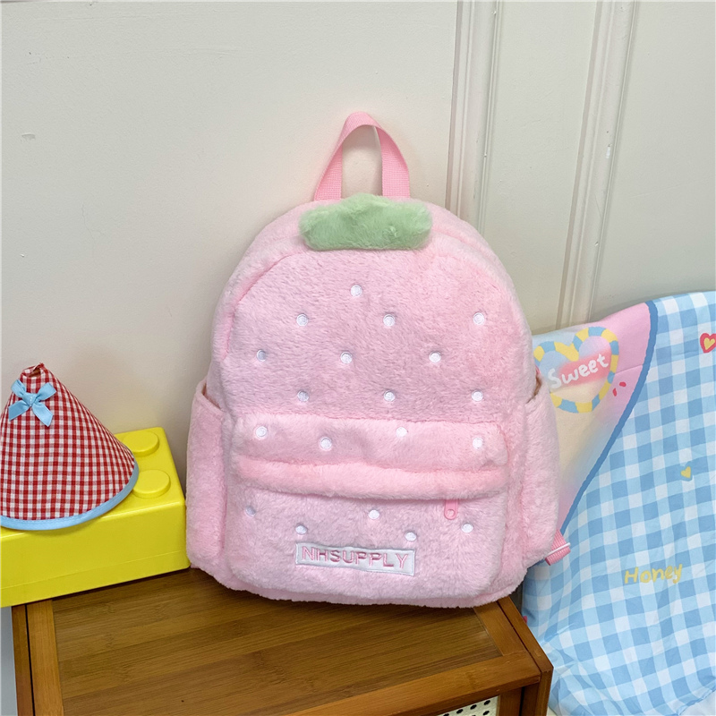 Plush Strawberry Classic Solid – Fashion Backpack Women recenzja i cena