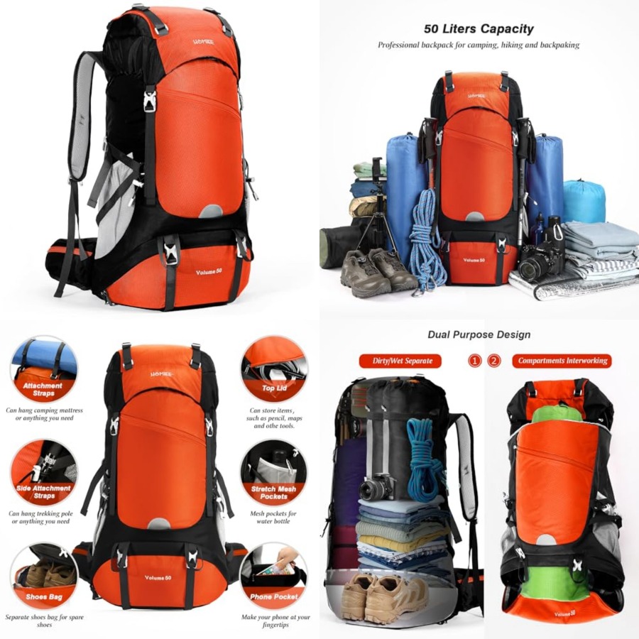 50L Hiking Backpack Travel Bag – Rain Cover Backpack recenzja i cena