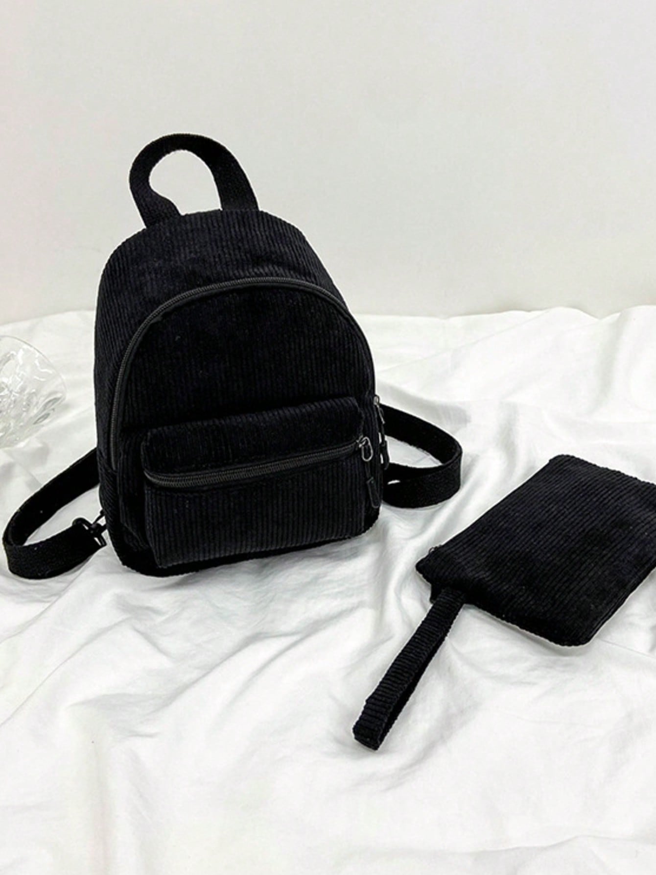 Solid Color Corduroy Fabric Fa – Fashion Backpack Women recenzja i cena