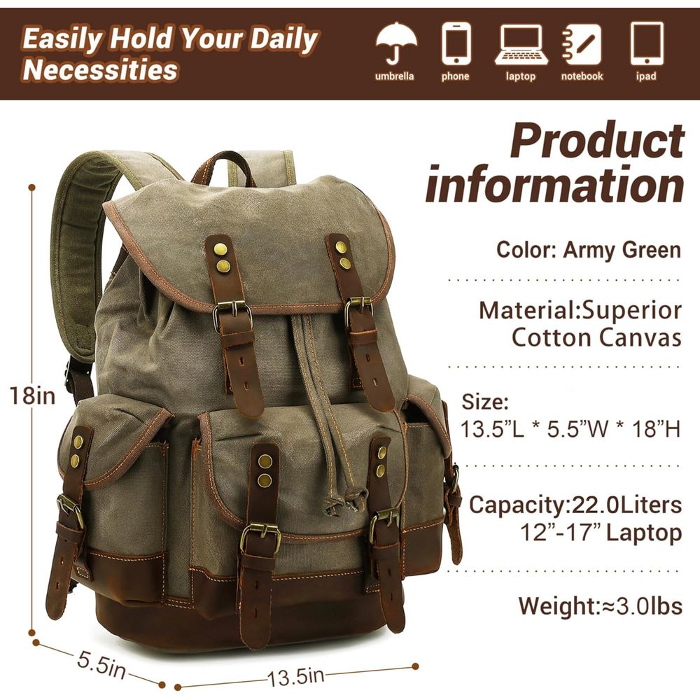 Vintage Canvas Leather Backpac – Leather Backpack Vintage recenzja i cena