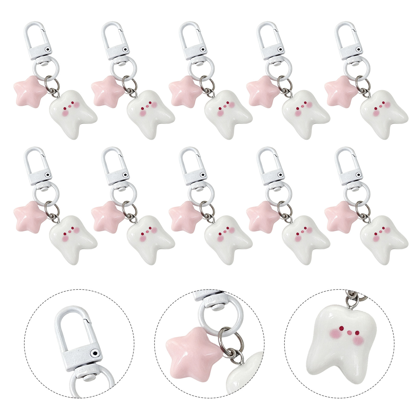 10Pcs Tooth Shape Keychain Cut – Mini Backpack Purse recenzja i cena