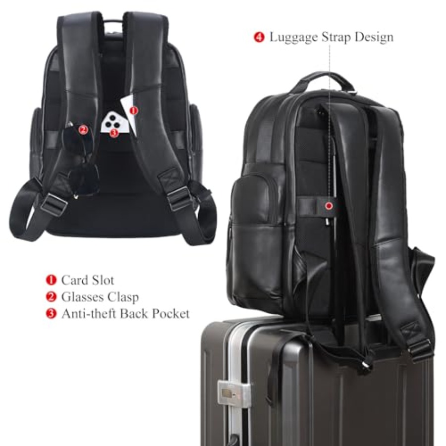 Men's Vintage Leather Backpack – Laptop Backpack 15.6 recenzja i cena