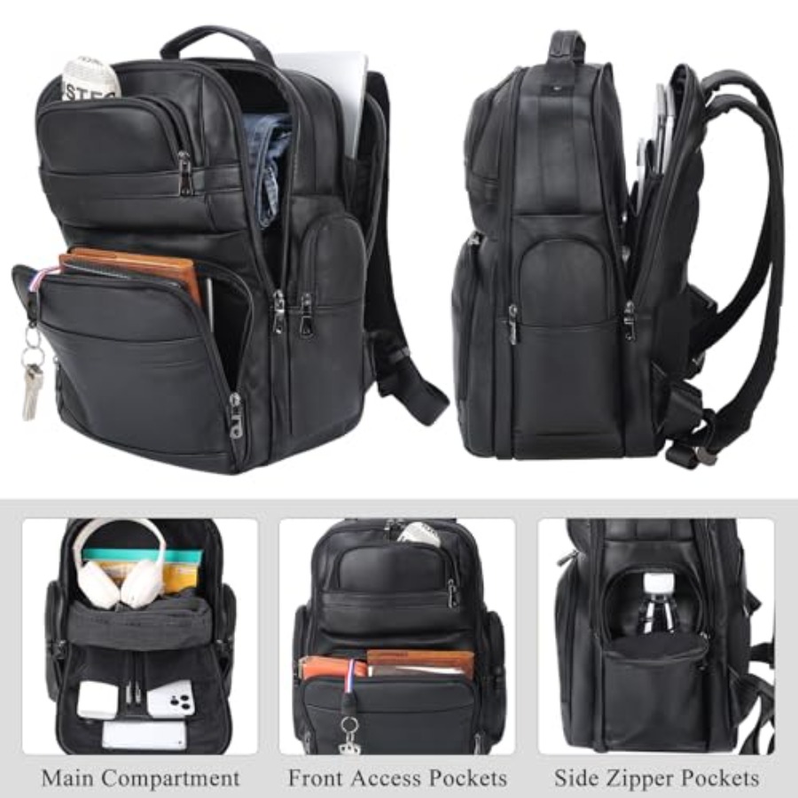 Men's Vintage Leather Backpack – Laptop Backpack 15.6 recenzja i cena