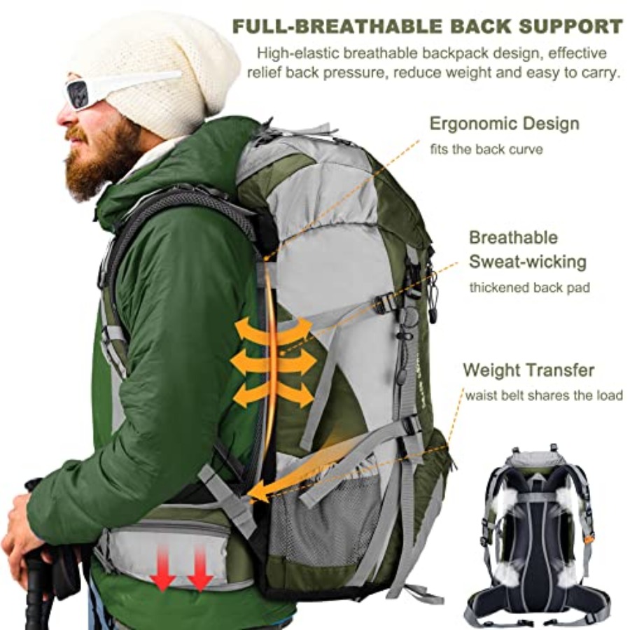 Loowoko 50L Hiking Backpack, W – Rain Cover Backpack recenzja i cena