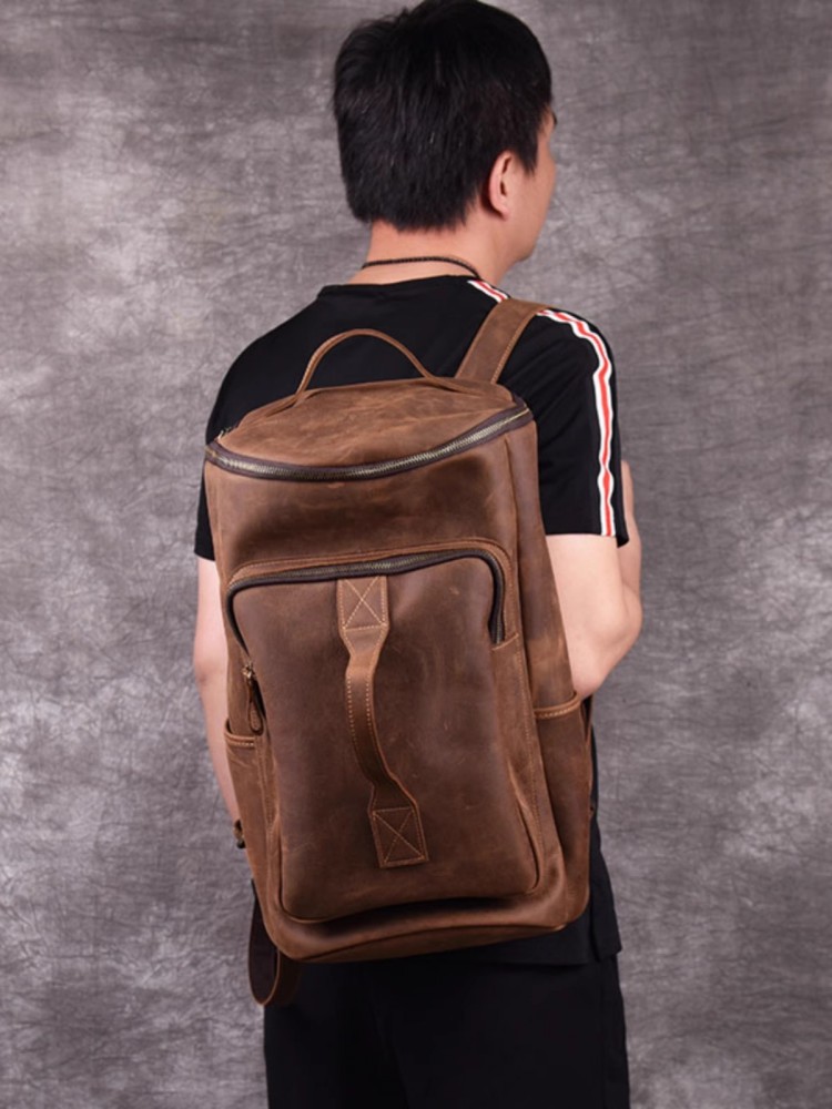 Handmade Mens Large Capacity T – Leather Backpack Vintage recenzja i cena