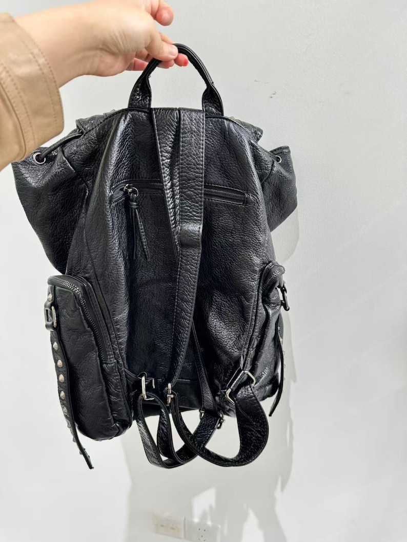 Gothic Punk PU Leather Shoulde – Leather Backpack Vintage recenzja i cena