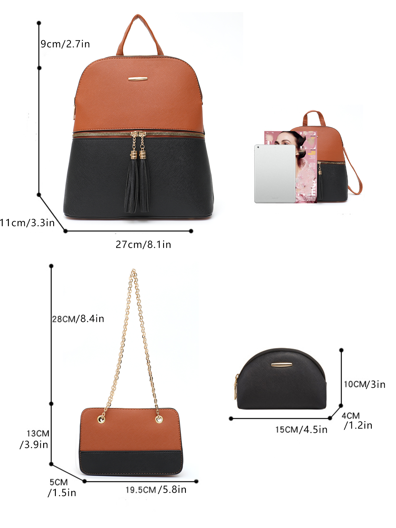 4 PCS Bags Set Women's Fashion – Mini Backpack Purse recenzja i cena