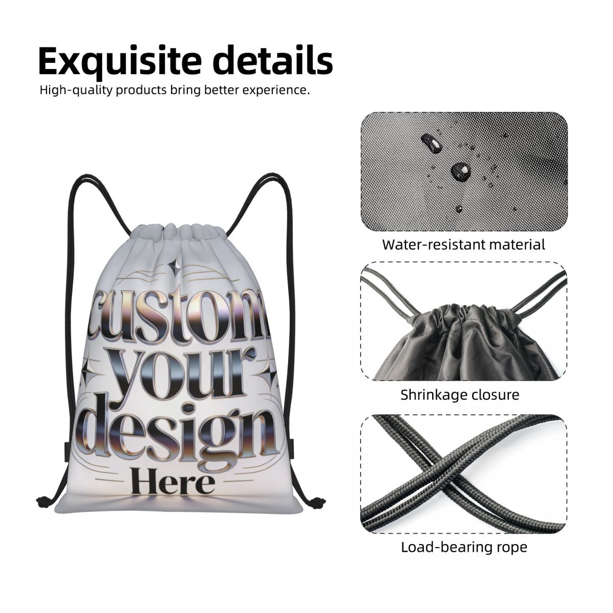 Custom Your Photo Logo Text Dr – Drawstring Gym Bag recenzja i cena