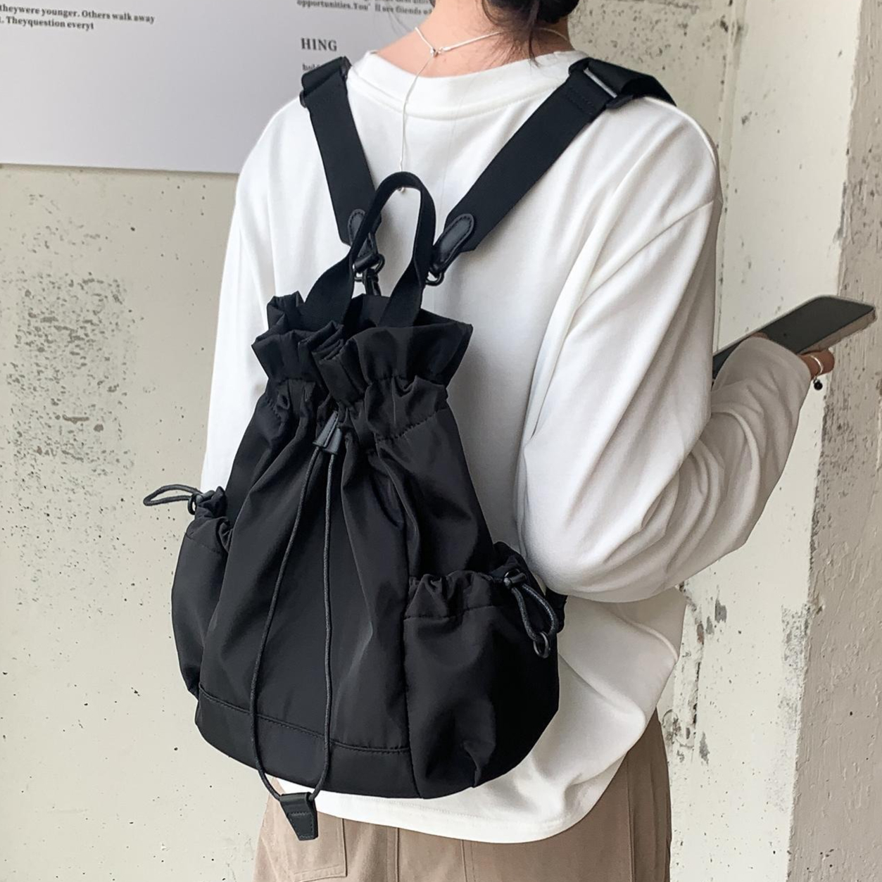 Multi-function Drawstring Buck – Canvas Backpack Casual recenzja i cena