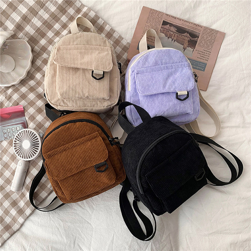 Solid Color Mini Backpack Cord – Fashion Backpack Women recenzja i cena