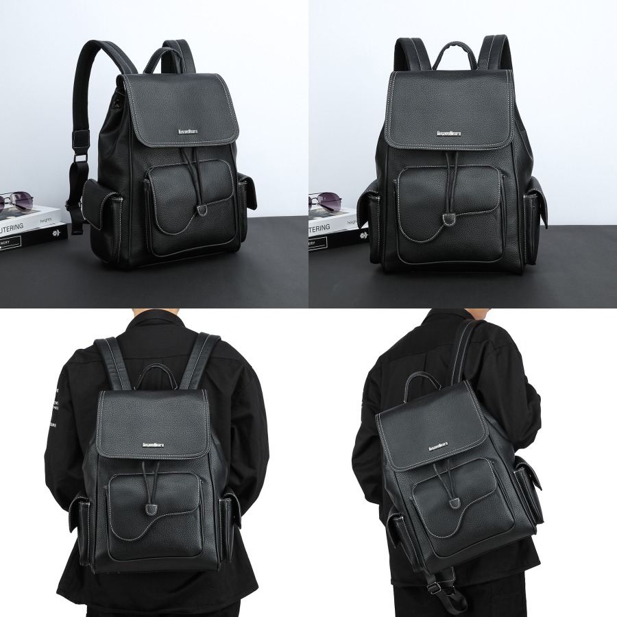 【New Arrival】Women's Black Fau – Leather Backpack Vintage recenzja i cena