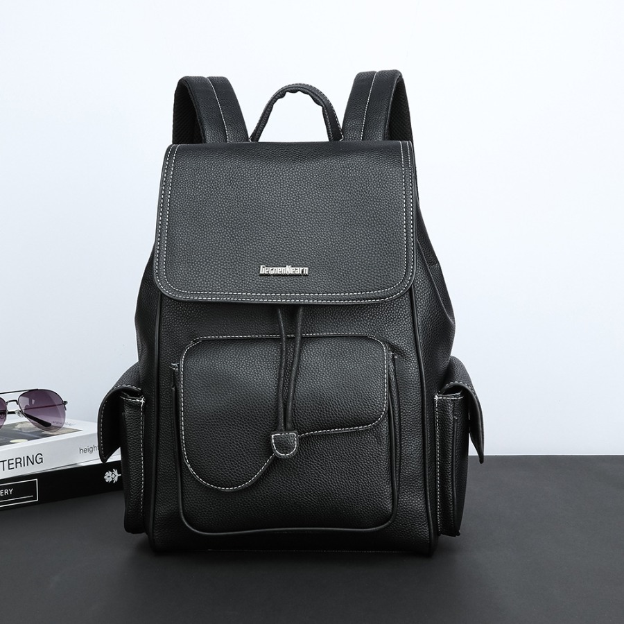 【New Arrival】Women's Black Fau – Leather Backpack Vintage recenzja i cena